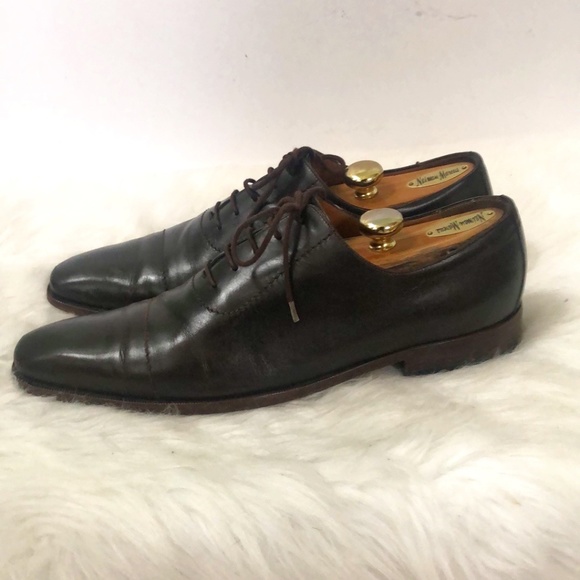 Gucci Authentic Mens Brown Leather Almond Toe Lace Up Oxford Dress Shoes Sz 10.5 - Picture 4 of 10